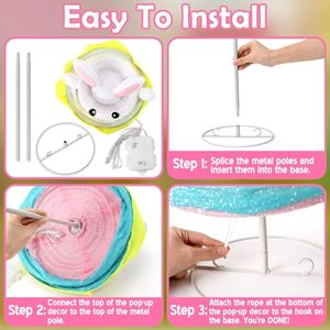 Nicro Nouveauté Lapin de Pâques mignon dans un œuf <span class=keywords><strong>Pop</strong></span>-up pliable Lumineux Ornement extérieur Fête du printemps Décoration de jardin Lapin - Product Image 6