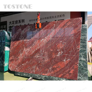 <span class=keywords><strong>Piedra</strong></span> Natural Tostone Bordeaux Roja Oscura con Vetas Blancas, Losa de Cuarcita Pulida para Proyectos de Encimeras de Cocina de Lujo - Product Image 3