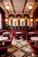 Ensemble de mobilier de restaurant commercial moderne, chaises de salle à manger de luxe pour café, sièges rembourrés en bois pour hôtel, café, projet commercial