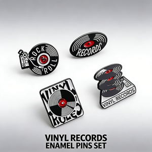 Broche <span class=keywords><strong>de</strong></span> Moda con Diseño <span class=keywords><strong>de</strong></span> Discos <span class=keywords><strong>de</strong></span> Vinilo Vintage en Blanco y Negro, Música <span class=keywords><strong>Rock</strong></span> <span class=keywords><strong>and</strong></span> <span class=keywords><strong>Roll</strong></span> Punk, Regalo - Product Image 2