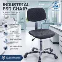 Silla de Espuma de PU Antiestática ESD, Altura Ajustable de 440 mm a 580 mm, con Alta Resistencia Superficial para Cuartos Limpios y Laboratorios