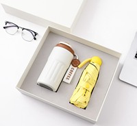 Set de Regalo Personalizado con Logotipo de la Marca Bona, Vaso Térmico de Acero Inoxidable, Batería Externa, Paraguas de Viaje, 3 en 1, Caja de Regalo Corporativa para Empresas