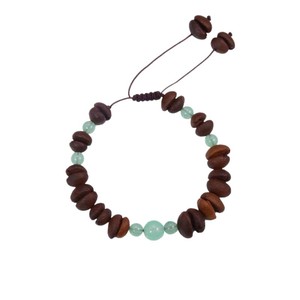 Bracelet en grains de café naturels avec perles vertes tissées, bijoux unisexes, cadeau, origine Yiwu YM 0118 - Product Image 4