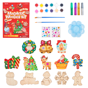 Joycat Educational Toys Wooden Art Crafts Supplies Painting Kit DIY Wooden Magnet for Kids Party Birthday Easter Crafts Gifts