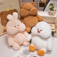 Adorables jouets en peluche animaux à grands visages : Canard, Lapin, Ours en peluche mignons, super doux, anti-stress, cadeaux de fête, vente en gros OEM