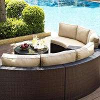 Outdoor-Rattan-Sofa-Set mit Rundem Möbel-Kombinationsset Geeignet für Terrassen, Gärten und Schwimmbäder
