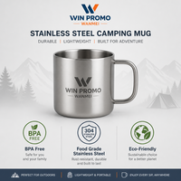 Mug de camping en acier inoxydable à double paroi de 220 ml avec poignée mousqueton, tasse isolée légère pour la randonnée et les activités de plein air