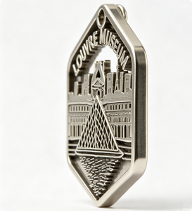 Broche en métal du Musée du Louvre, plaquée argent, design pyramidal, breloque souvenir, forme irrégulière, moulage sous pression en alliage de zinc - Product Image 2