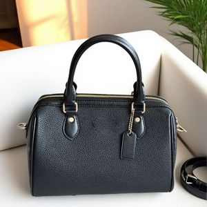 Bolso Boston de Cuero Genuino con Logotipo Ly, Dos Correas, Gran Capacidad, Cierre de Cremallera, Bolso de Hombro de Diseño de Lujo para Mujer - Product Image 2