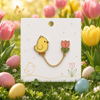 Broche en métal Poupoule de Pâques, Épingle de chapeau, Pendentif tulipe, Chaîne dorée, Bijoux de printemps, Broches, Vente en gros, Pins en émail souple personnalisés