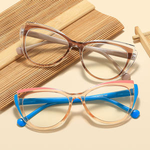클래식 여성용 고양이 안경 PC 프레임 트렌디 컬러 그라데이션 변색 방지 블루 라이트 안경, 손상 무료 교체 - Product Image 1