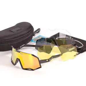 3 adet yol bisikleti gözlük açık spor bisiklet gözlükleri bisiklet gözlük polarize 5 lensler bisiklet güneş gözlüğü UV400