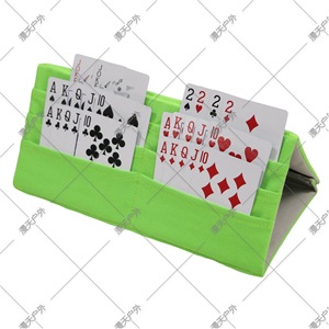 Porta cartas de juego portátil de tres capas, de tela, estilo étnico, plegable para juegos de cartas - Product Image 2
