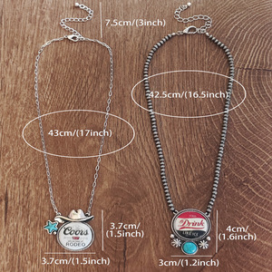 Collana con Ciondolo a Forma di Bevanda in Stile Occidentale con Turchese <span class=keywords><strong>e</strong></span> Rosso per Lei, Collana con Perle Navajo <span class=keywords><strong>e</strong></span> Ciondolo Geometrico in Turchese <span class=keywords><strong>e</strong></span> Rosso - Product Image 6