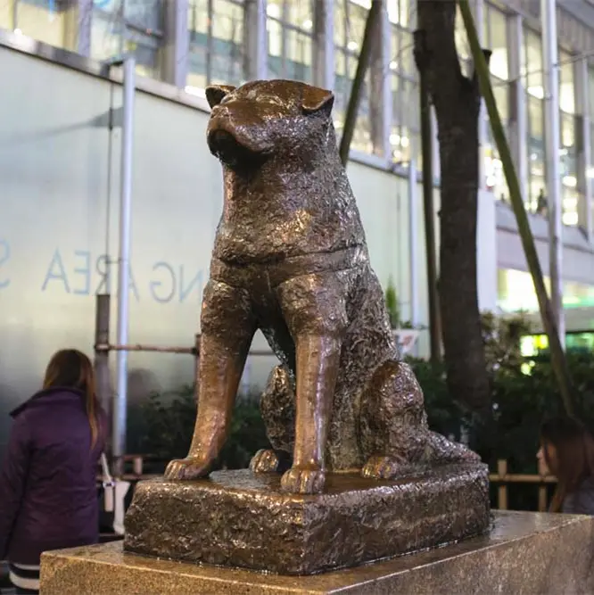 Statue de chien akita en laiton, décoration de jardin japonais, d'animal en métal