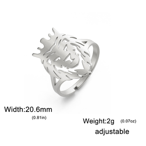 Anel Coroa do Rei Leão para Homens e Meninos em Aço Inoxidável Ajustável Joia de Cabeça de Animal Presente de Natal - Product Image 6