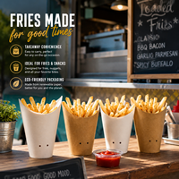 Boîte conique pliable écologique du fabricant – Support personnalisé scellé pour frites avec compartiment à sauce, contenant alimentaire