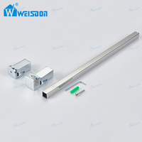 Installation facile Connecteur de tube chromé pour salle de bain Quincaillerie de porte de douche Barre de support de porte de douche en acier inoxydable