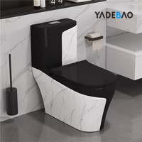 Ensemble de toilettes de luxe en céramique, WC en marbre noir, cuvette de toilette monobloc, lavabo sur pied et toilette, ensemble de toilettes de couleur pour salle de bain