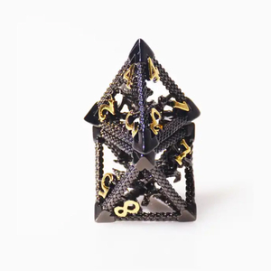 لعبة أحجار النرد السوداء والراتنج بالجملة بالجملة ، أحجار النرد السوداء متعددة السطوح من البلاستيك والمعادن ، مجموعة النرد متعددة السطوح - Product Image 3