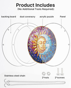 Puzzle Mystique en Vitrail Soleil et Lune, Cadeau Bohème Personnalisé en Gros, Décoration Artistique Directe Usine pour Balcon et Salon - Product Image 4