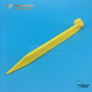 Piquet de tente jaune en plastique 23 cm, pour camping extérieur, avec crochet, toutes saisons, usage DIY - Product Image 5