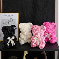 Ours en peluche rose perlé brillant, coffret cadeau, prix de gros, fleur artificielle, ours en rose à bulles de diamant