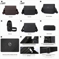 Sac bandoulière homme en PU hydrofuge, résistant aux rayures, avec fermeture éclair, sac messager à bandoulière réglable, idéal pour les voyages