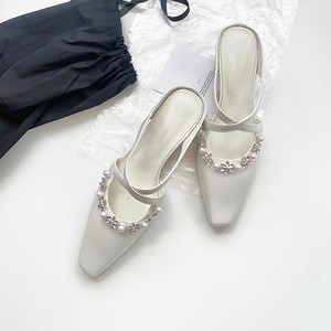 Mules de piel de oveja con punta cuadrada y pedrería, con plataforma, para mujer, estilo Mary Jane, para primavera - Product Image 4