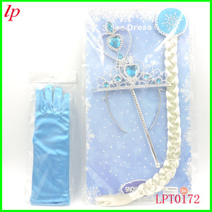 Ensemble couronne, bâton et tresses de reine des neiges LPT0180, coiffe en résine plastique pour déguisement enfant - Product Image 5