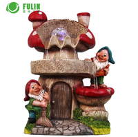 Intérieur Maison Table Top Champignon Fontaines D'eau Résine Gnome Nains Statue Avec Lumière pour La Maison Mariage Dessin Animé Ornements Décor