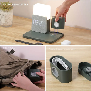 Cho Amazon Tốt Nhất Người Bán W01 10W Nhanh Chóng Sạc Không Dây 3-Trong-1 Đêm Đèn Kỹ Thuật Số Đồng Hồ Báo Thức Tai Nghe Microphone Hàng Đầu Điện Thoại Di Động - Product Image 4