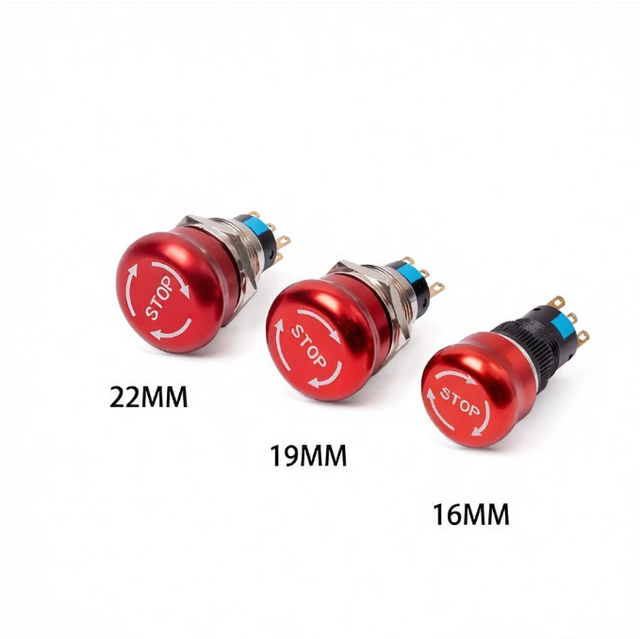 Lock-Off 12 Volt Emergency Stop Button Industrial Safety E-Stop Pushbutton High Durability Automation Safety Component