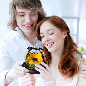 Nuovo arrivo del prodotto 2025 girasole eterno in vetro con luce a Led per il regalo di San Valentino <span class=keywords><strong>nome</strong></span> personalizzato conservato per sempre scatola di fiori - Product Image 4