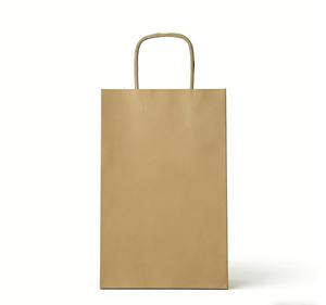Sacs en papier kraft recyclables marron et blanc avec poignées, design simple, pour boutiques et promotions - Product Image 4