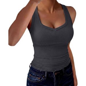 FOXA Womens Tank <b>Tops</b> Square Neck Sleeveless Ribbed Knit Camisole Breathable Summer Outfits Fashion Clothing - Product Image 3