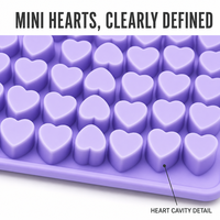 Moule en silicone pour confiserie, 70 cavités, violet, réutilisable, pour boulangerie commerciale, en forme de cœur, pour faire des bonbons