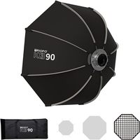 Triopo K3-90 Boîte à lumière octogonale pliable à chargement rapide de 90 cm avec grille, portable pour montage Bowens, compatible LED et flash