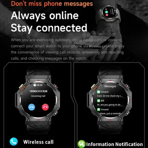 KC91 NEW นาฬิกาสมาร์ทวอทช์กีฬากลางแจ้ง GPS AMOLED สำหรับผู้ชาย หน้าจอ <span class=keywords><strong>1</strong></span>.39 นิ้ว กันน้ำ 5ATM แบตเตอรี่ 530mAh พร้อม ChatGPT AI Assistant เข็มทิศ วัดอัตราการเต้นของหัวใจ - Product Image 5