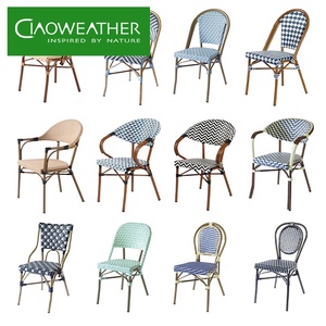 Chaises de bistrot en rotin résistant aux intempéries pour l'extérieur, chaises de salle à manger en rotin PE pour restaurant - Product Image 2