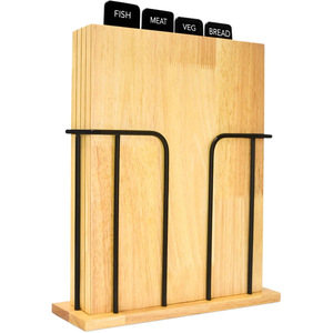 Juego de tablas de cortar de bambú con soporte, bloques de cortar multifuncionales para uso en la cocina, diseño grueso de forma rectangular - Product Image 1