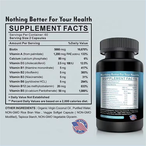 Cápsulas de Colágeno y Biotina al por Mayor OEM con Colágeno, Queratina y Vitamina C, Suplemento para la Salud del Cabello, la Piel y las Uñas - Product Image 5