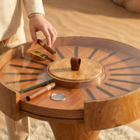 Table basse moderne bicolore en bois massif avec hygromètre haut de gamme pour salons de cigares et mobilier de salon domestique