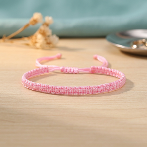 Pulsera de Hilo Rosa Bebé con Ónix y Latón Hecha a Mano, Amuleto de Protección, Pulseras a Juego para Parejas, Amantes, Familiares, Amigos, Mujeres y Hombres - Product Image 4