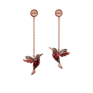 Pendientes colgantes de colibrí en oro rosa con incrustaciones de circonita para mujer, joyería de fiesta, estilo romántico, de Jennifer Fisher - Product Image 1