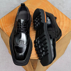 Botas Chelsea Formales Hechas a Mano para Hombre, Transpirables, Impermeables, con Grabado, para Negocios y Bodas, con Aumento de Altura en el Tobillo, Estilo Otoño - Product Image 2