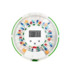 Dispensador de pílulas padrão, dispensador com alarme para idosos, 28 dias, caixa circular de pílulas M-112