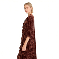 Nouvelle Robe Longue de Luxe en Velours Jacquard Grande Taille à Motifs Floraux, Modèle 2026, Disponible en Plusieurs Couleurs, pour Femme