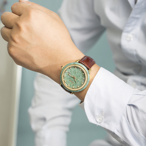 Reloj Mecánico Automático de Lujo con Bisel de Diamantes, Reloj de Jade Vintage para Hombre, Joyería de Cuero - Product Image 5