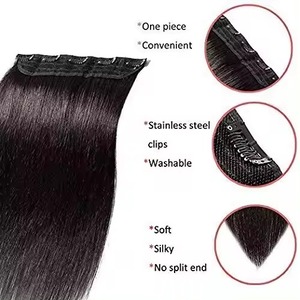 Extensions de cheveux humains 100% naturelles vierges indiennes Remy de haute qualité, double trame, lisses, brillantes, texture douce, à clipser - Product Image 5